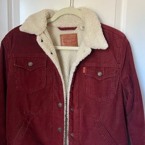 Red Shearling Levi Corduroy Jacket